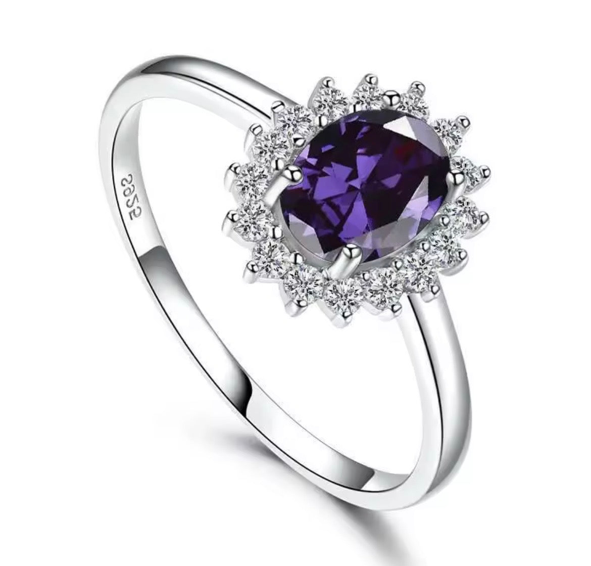 925 Sterling silver Princess Diana gemstone rings