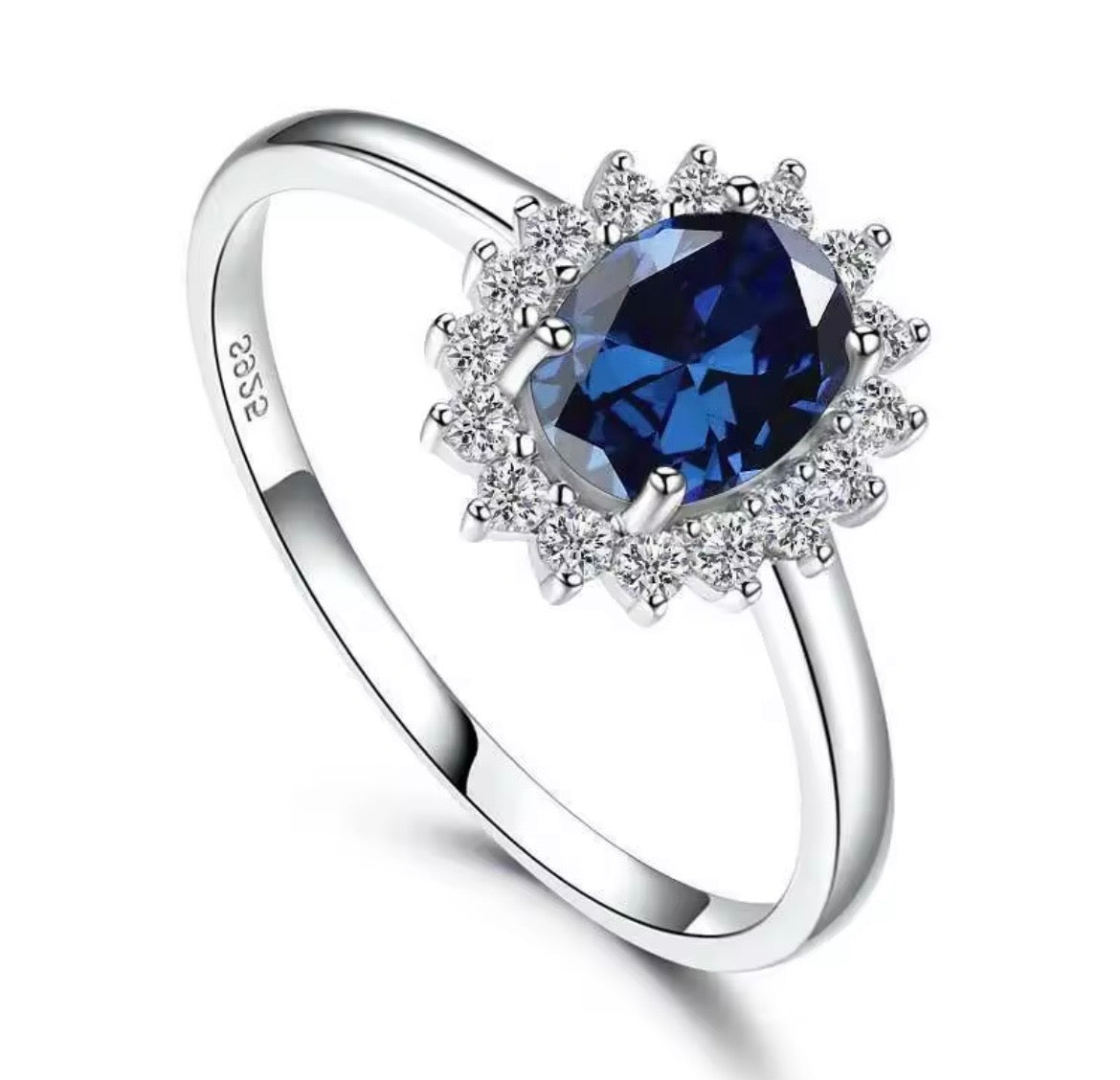 925 Sterling silver Princess Diana gemstone rings
