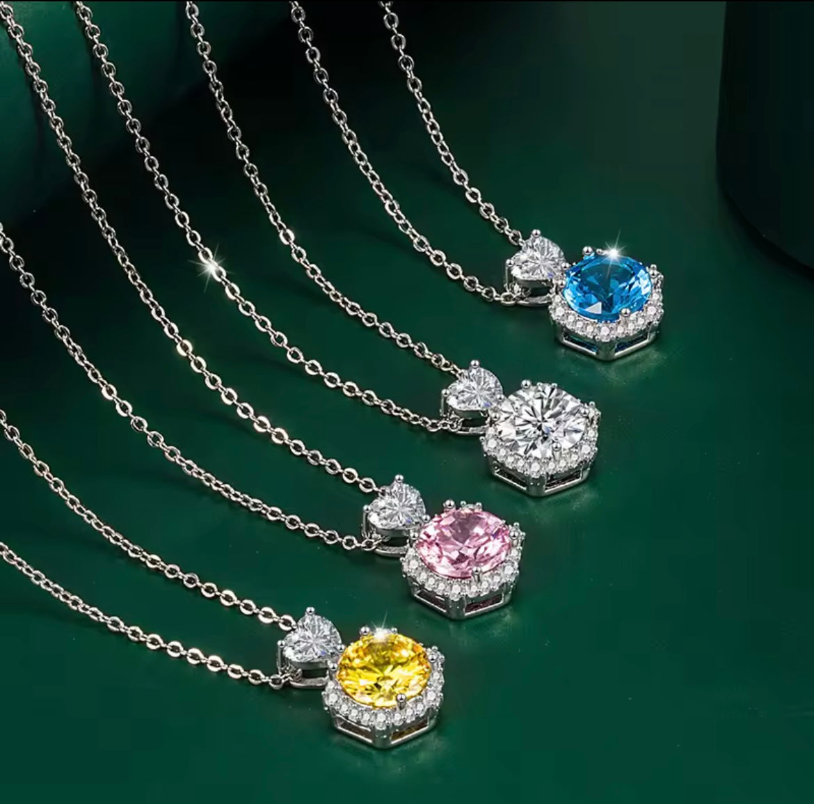 925 Sterling Silver Hexagon heart shaped Necklace