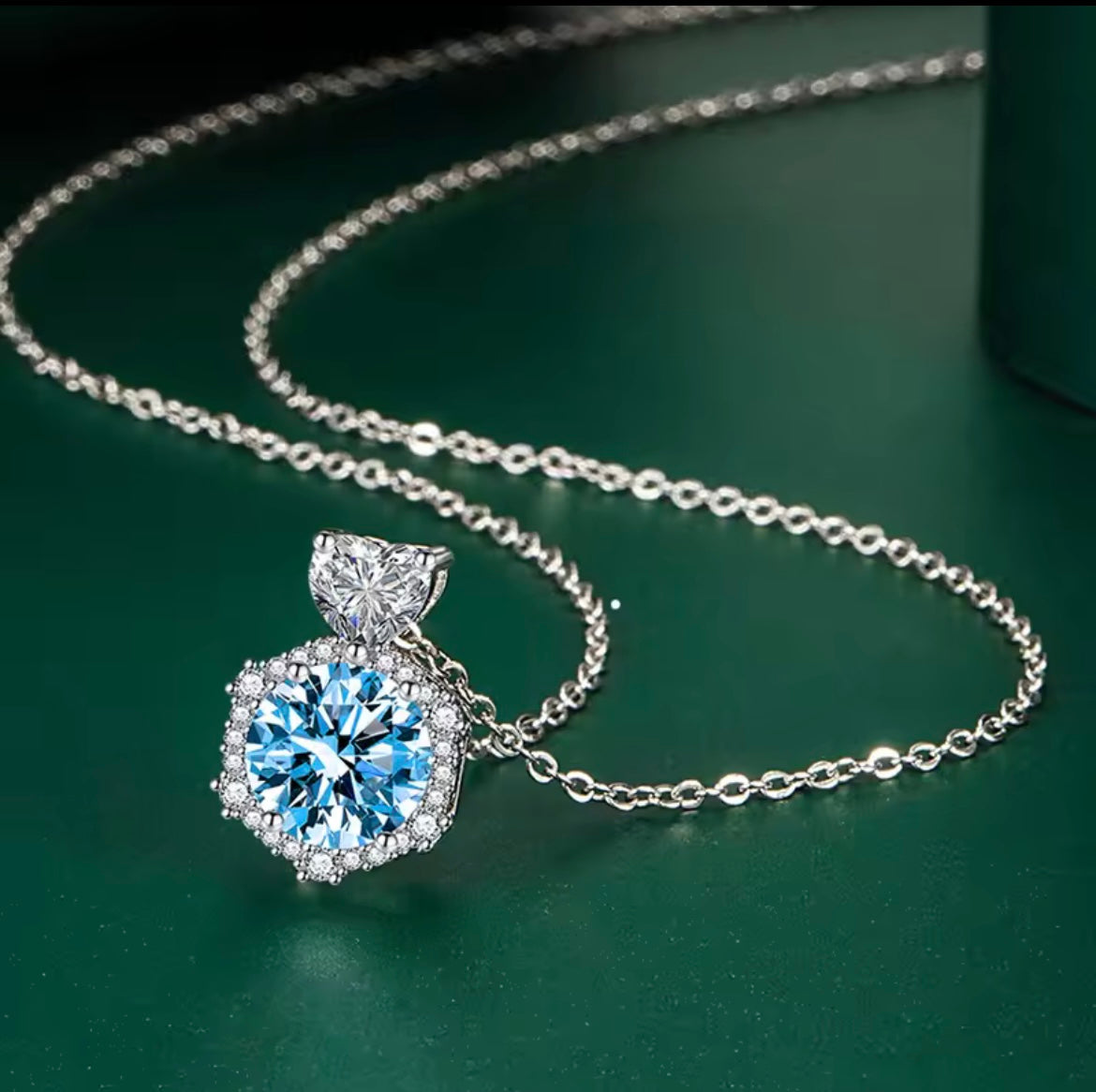 925 Sterling Silver Hexagon heart shaped Necklace