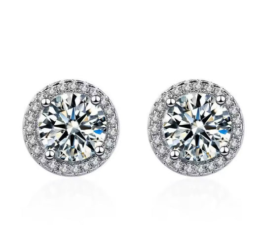 925 Sterling silver luxury gemstone stud earrings