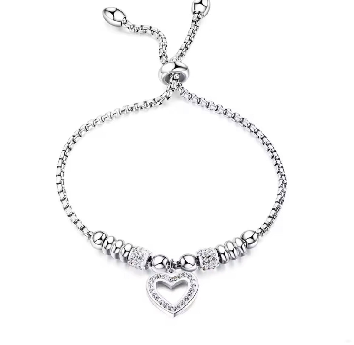 Stainless Steel Crytal Heart bracelet