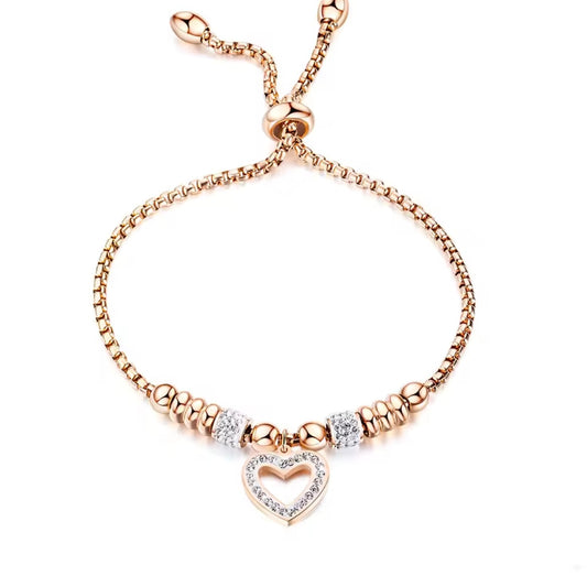 Stainless Steel Crytal Heart bracelet