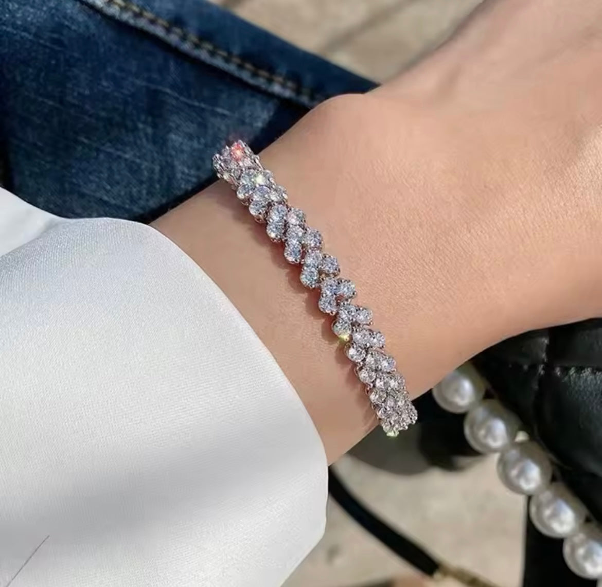 925 Sterling silver heart zircon bracelet