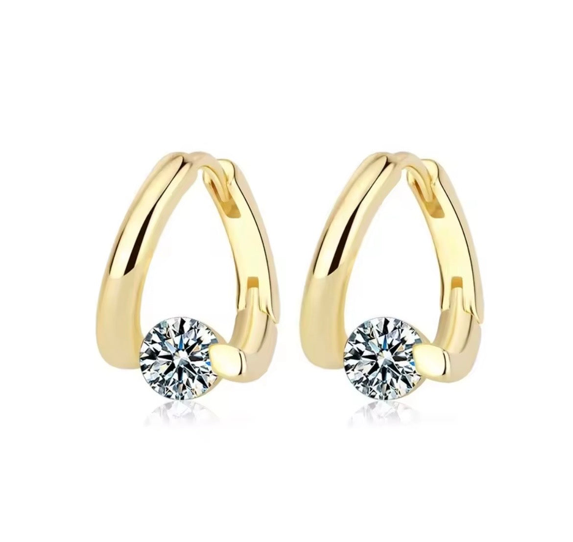 925 Sterling Silver Round Zircon Huggie hoops