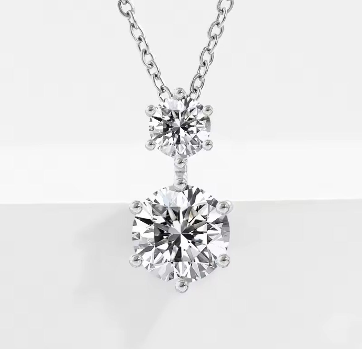 925 Sterling silver Double round Moissanite necklace