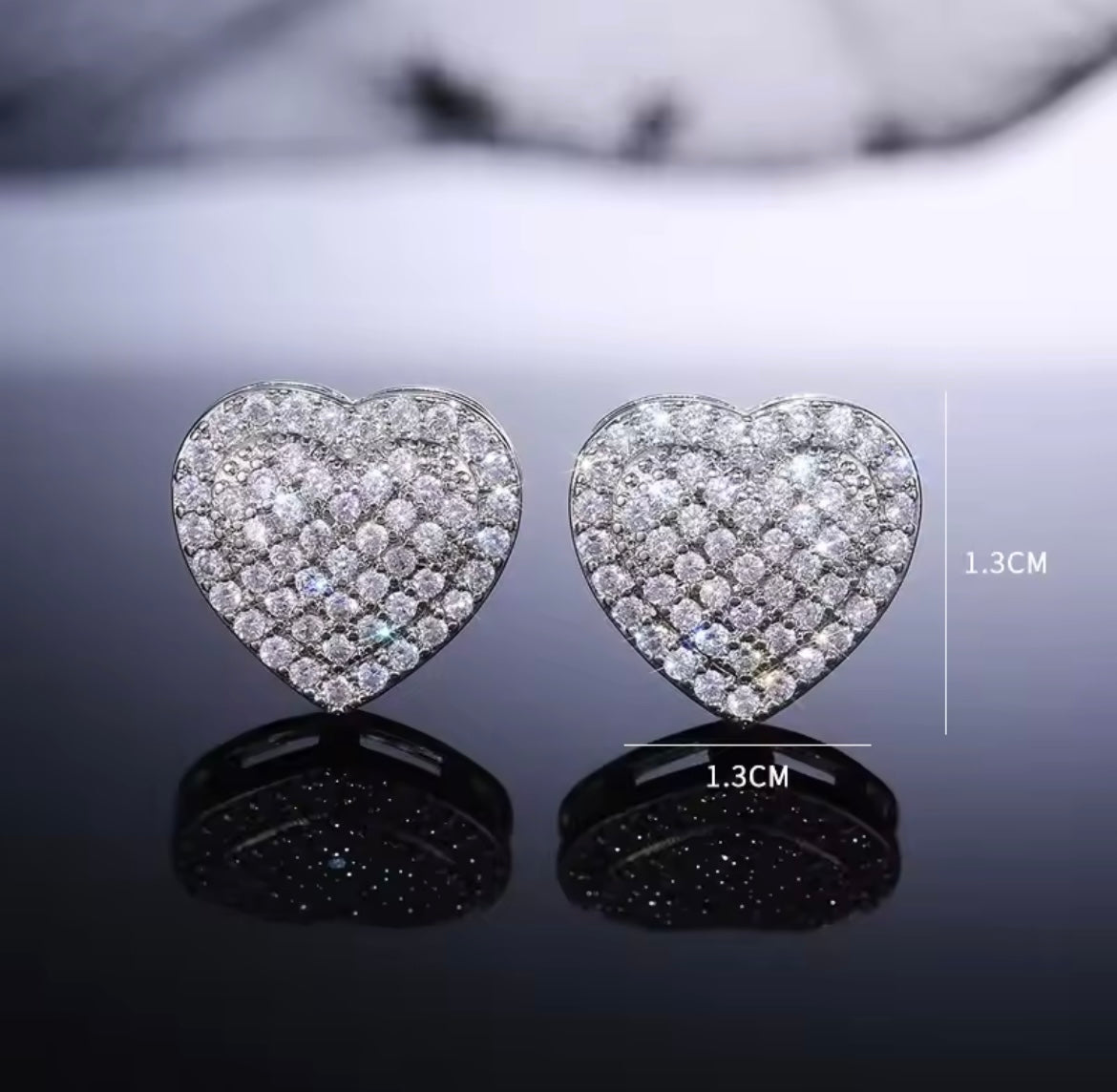 925 Sterling silver heart stud earrings