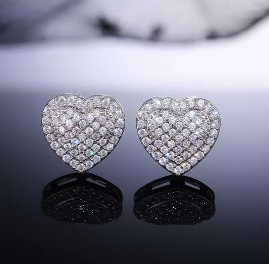 925 Sterling silver heart stud earrings