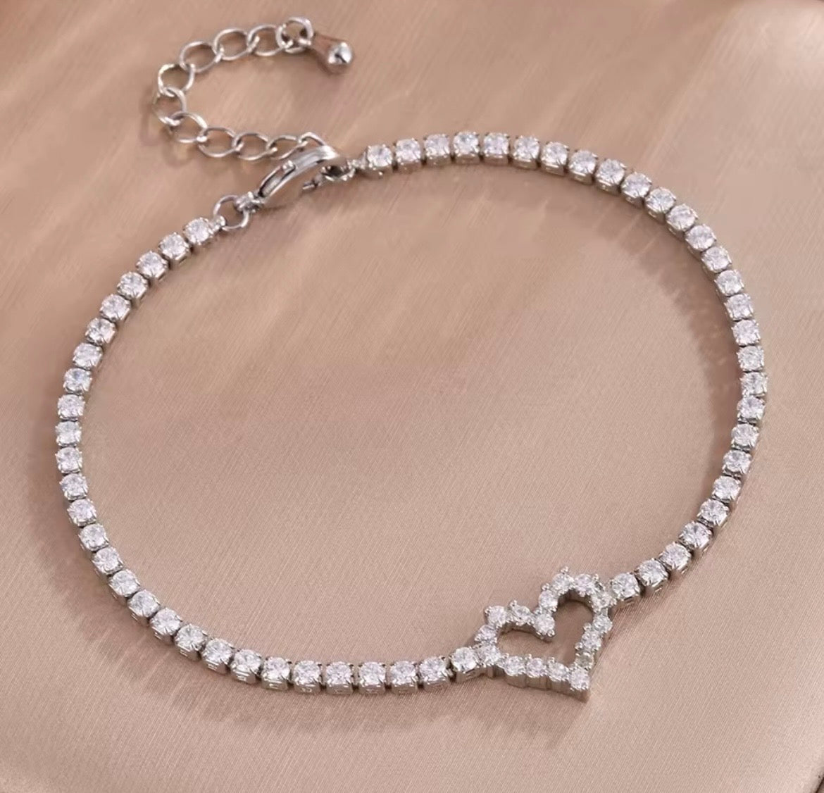 Stainless Steel Sparkling Zircon Tennis Bracelet & Bangle Set