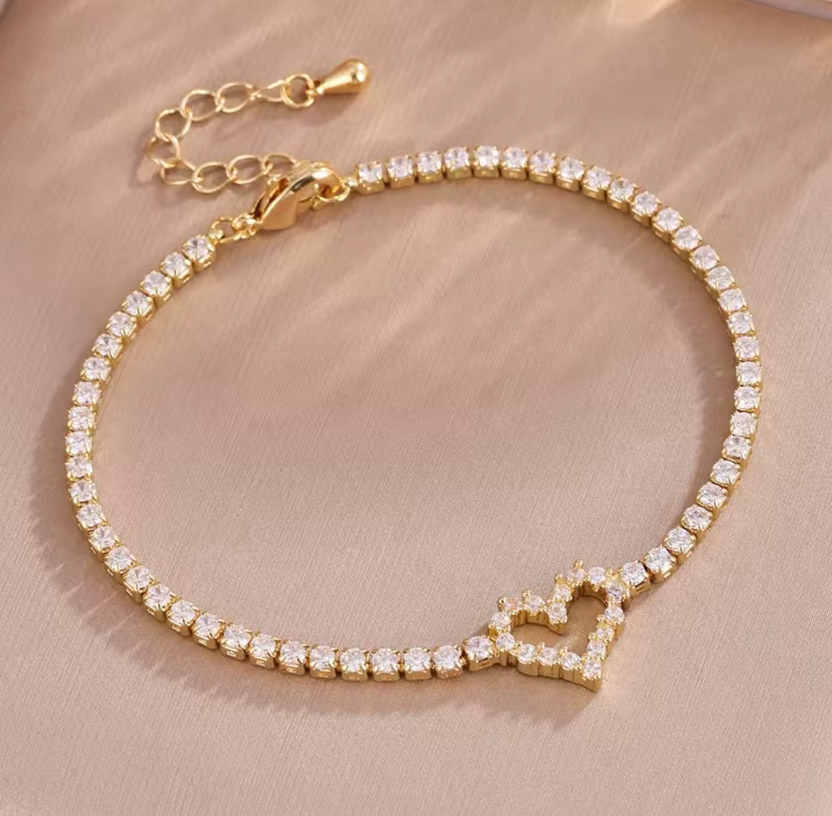 Stainless Steel Sparkling Zircon Tennis Bracelet & Bangle Set