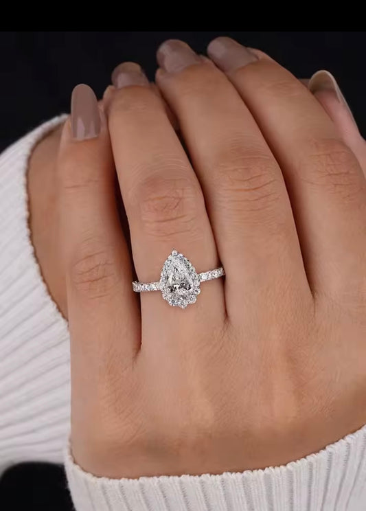 925 Sterling silver water drop ring