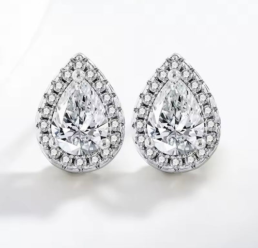 925 Sterling silver teardrop stud earrings