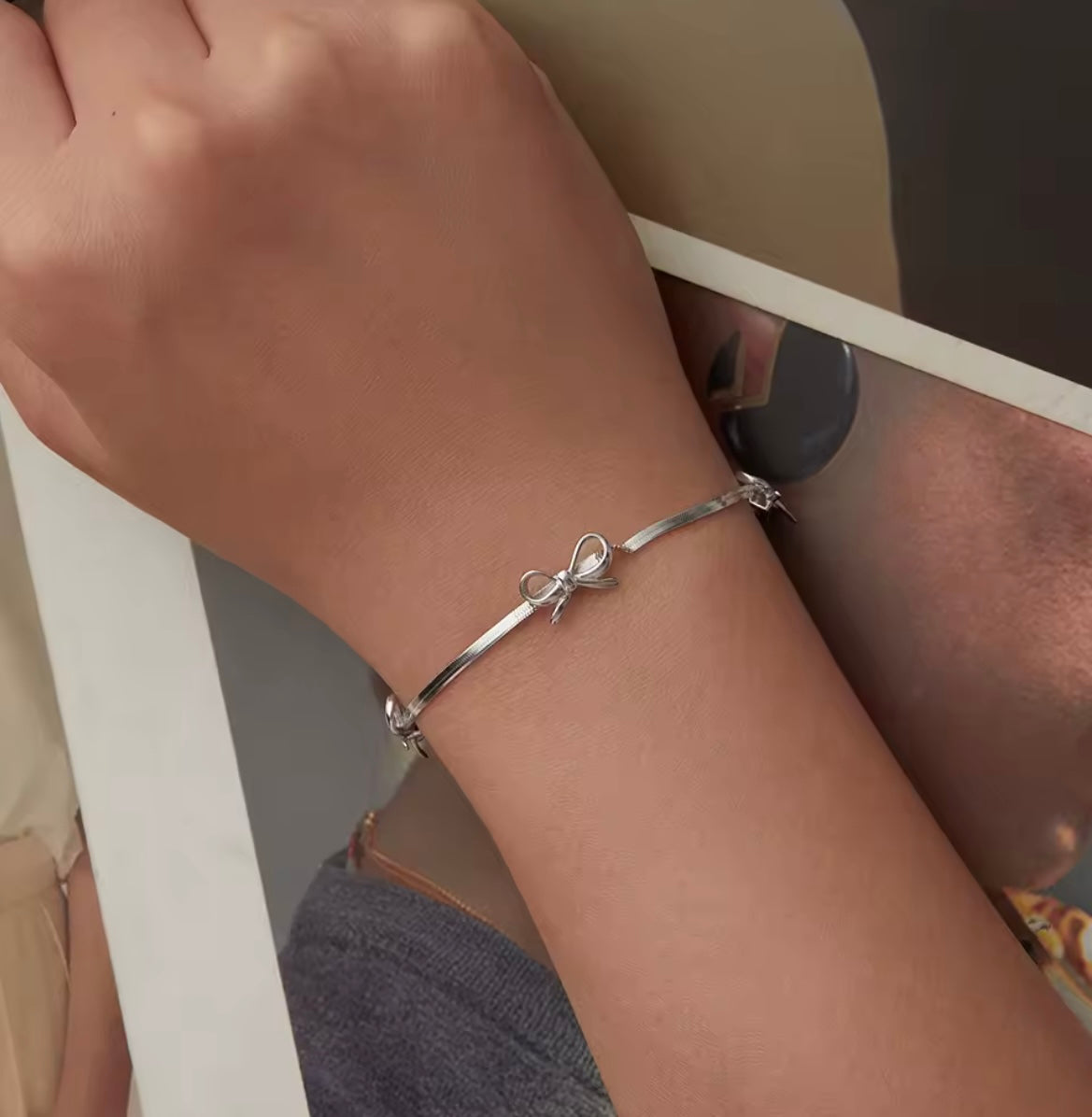 925 Sterling Silver Sweet Bow Bracelet