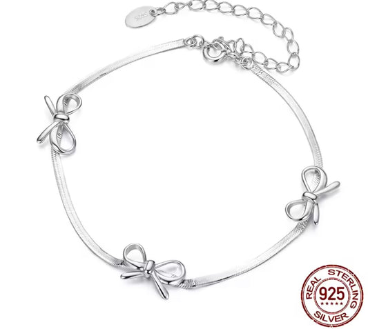 925 Sterling Silver Sweet Bow Bracelet
