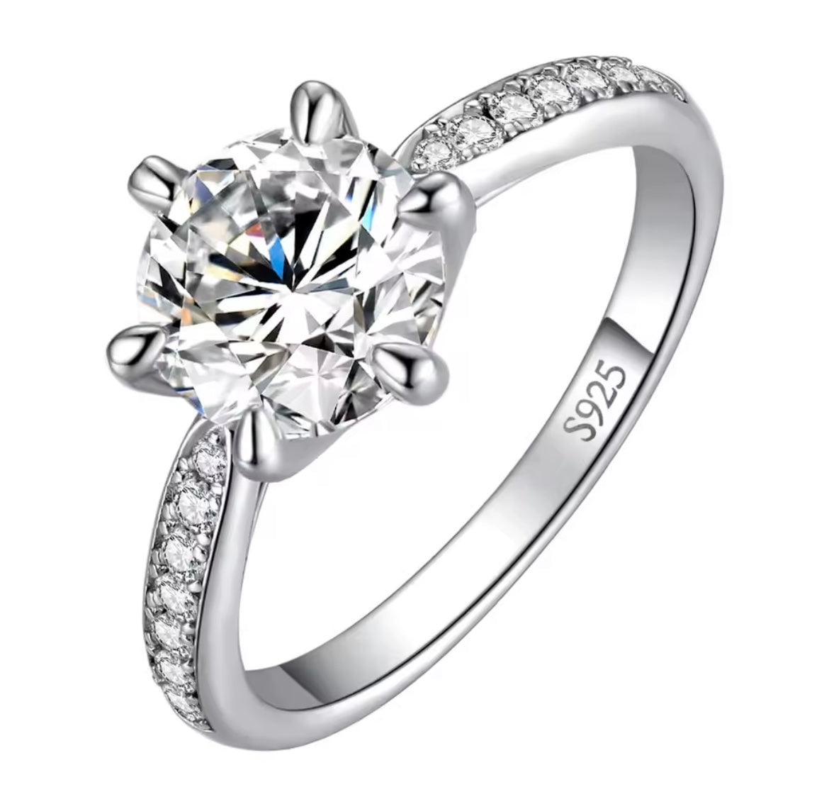925 Sterling Silver 1-Carat Moissanite Ring