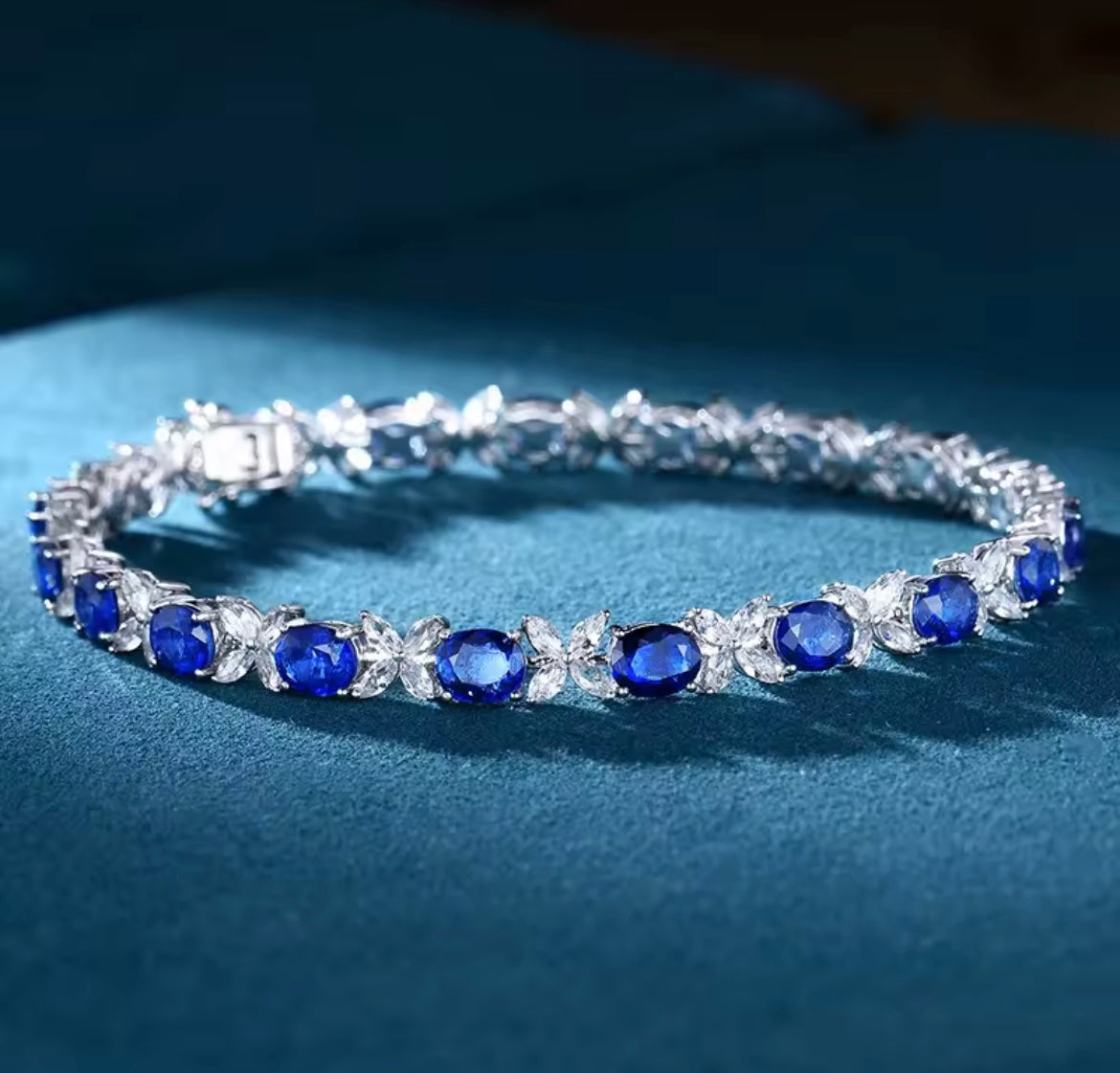 925 Sterling Silver Royal Blue Sapphire Bracelet