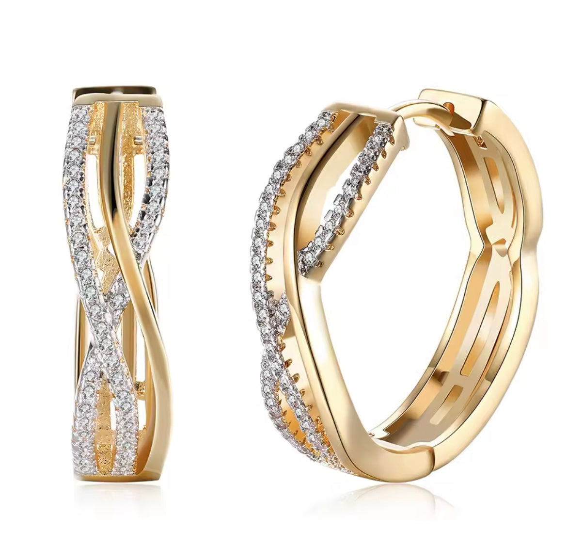 18k gold twist hoop earrings