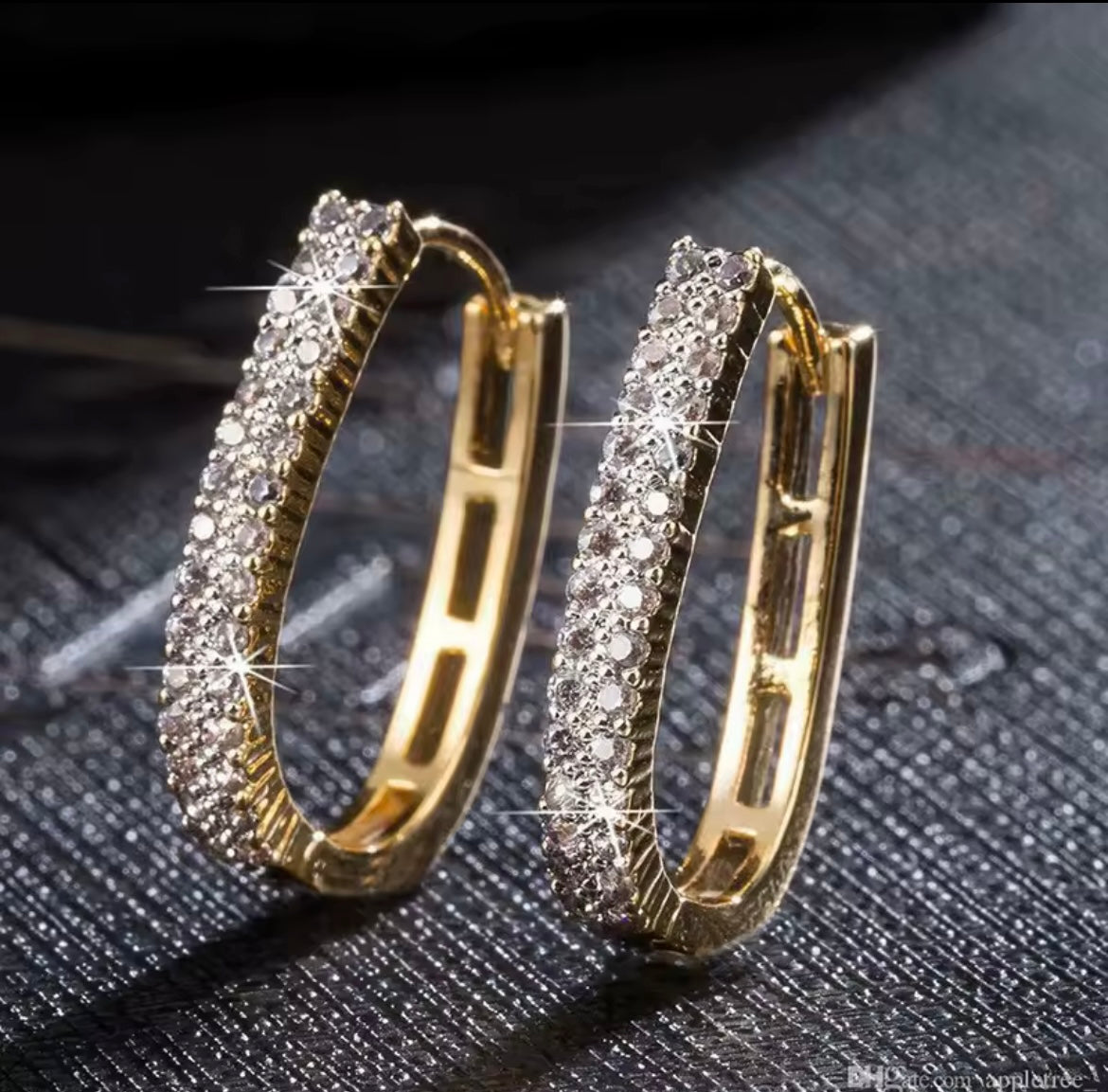 925 Sterling Silver 14K Gold Luxury Paved Hoop Earrings