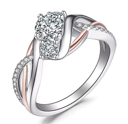 925 Sterling Silver Crystal Cubic Zirconia Eternity ring