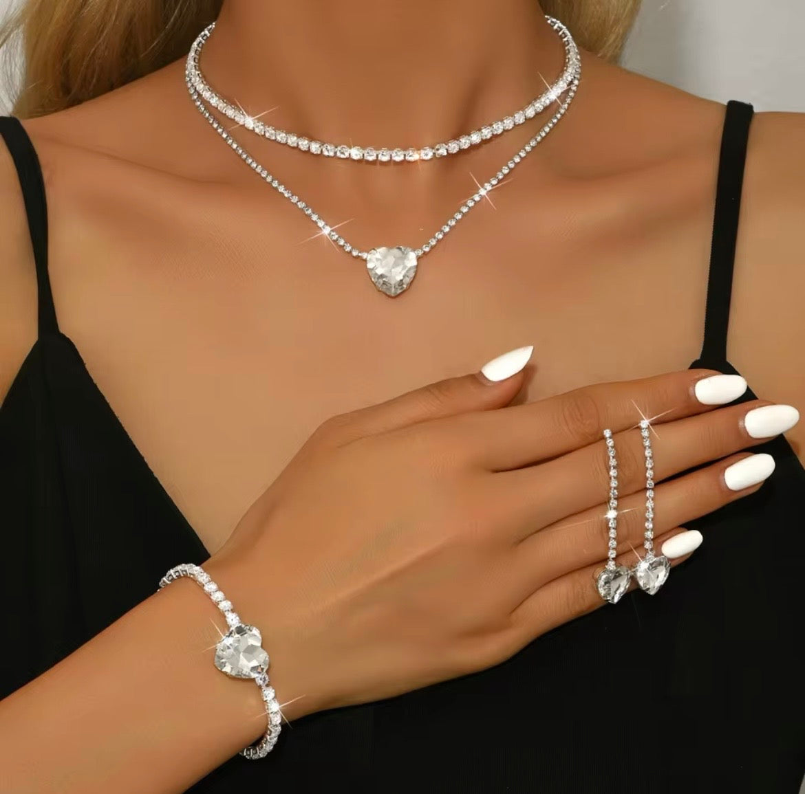 Heart Crystal jewellery set