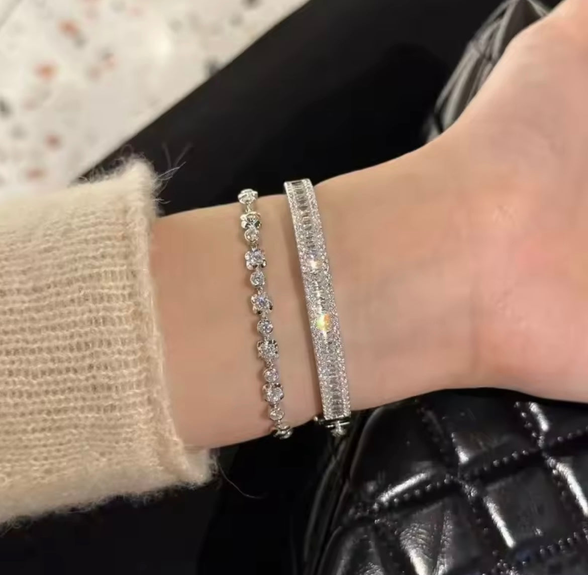 925 Sterling Silver Luxury Crystal Bangle