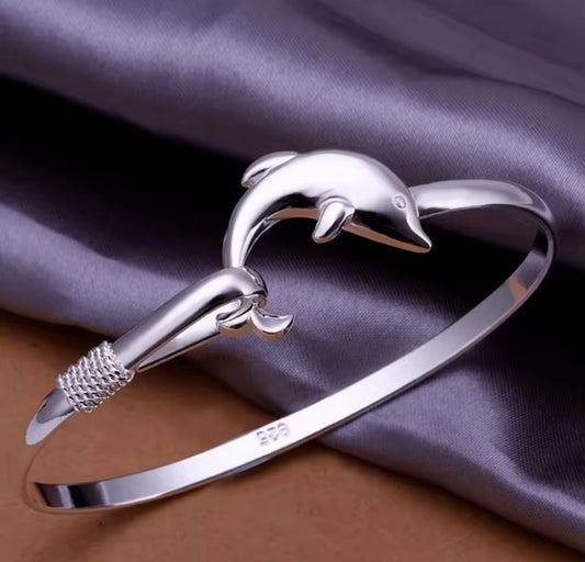925 Sterling silver dolphin bangle