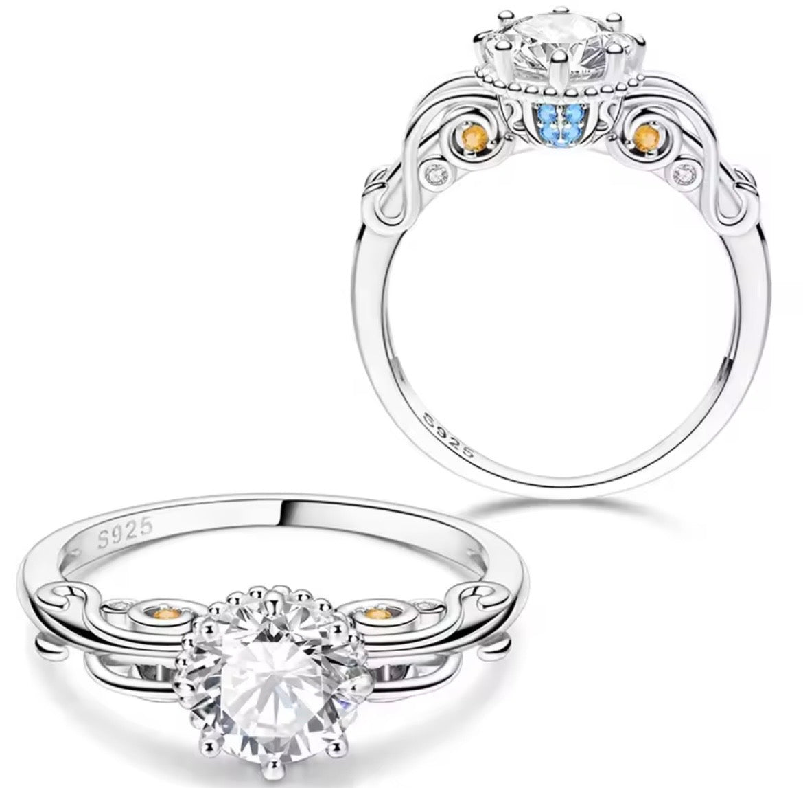 925 Sterling silver Pumpkin Carriage Ring