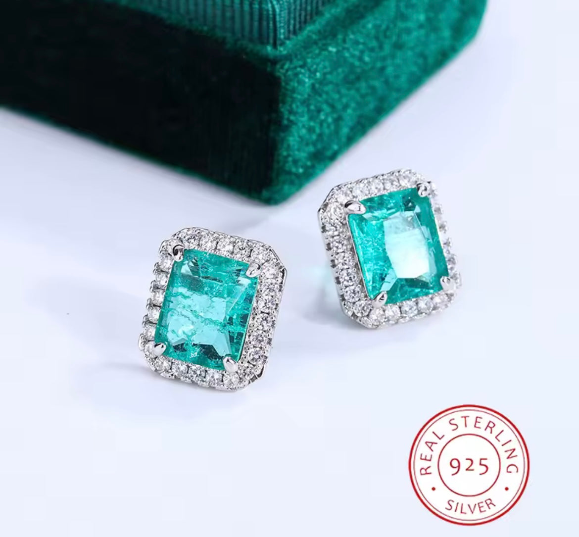 925 Sterling silver green earrings
