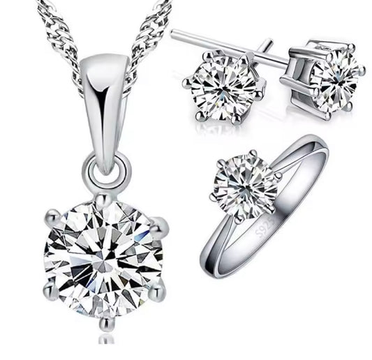 925 Sterling silver round jewellery set
