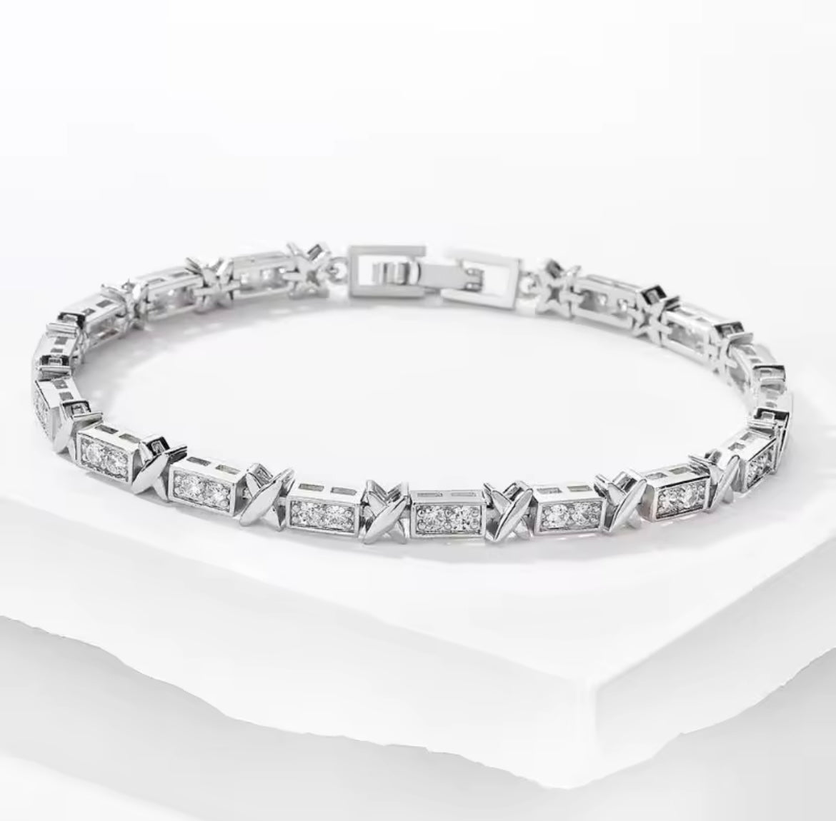 925 Sterling silver X cross design bracelet