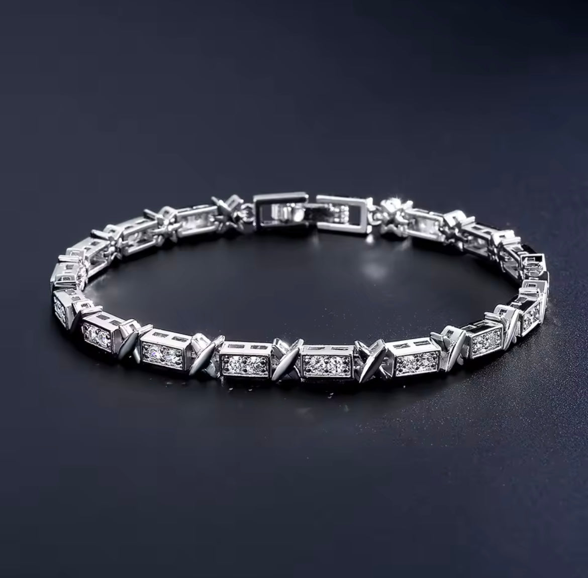 925 Sterling silver X cross design bracelet