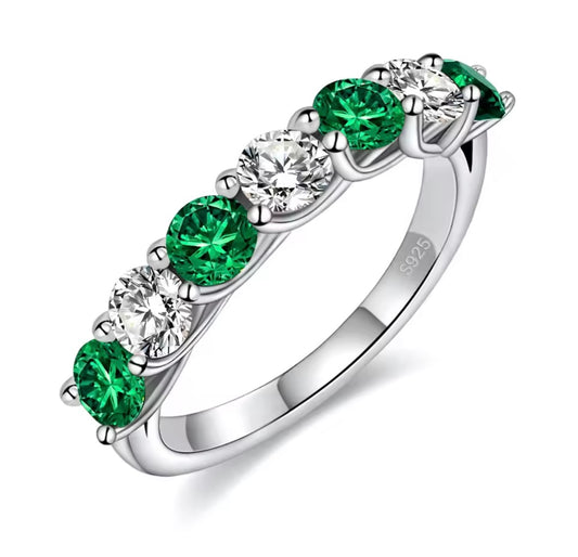 925 Sterling silver Oval Emerald Ring