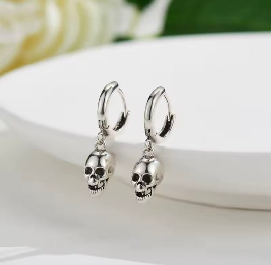 925 Sterling Silver Earrings skull drop Earring