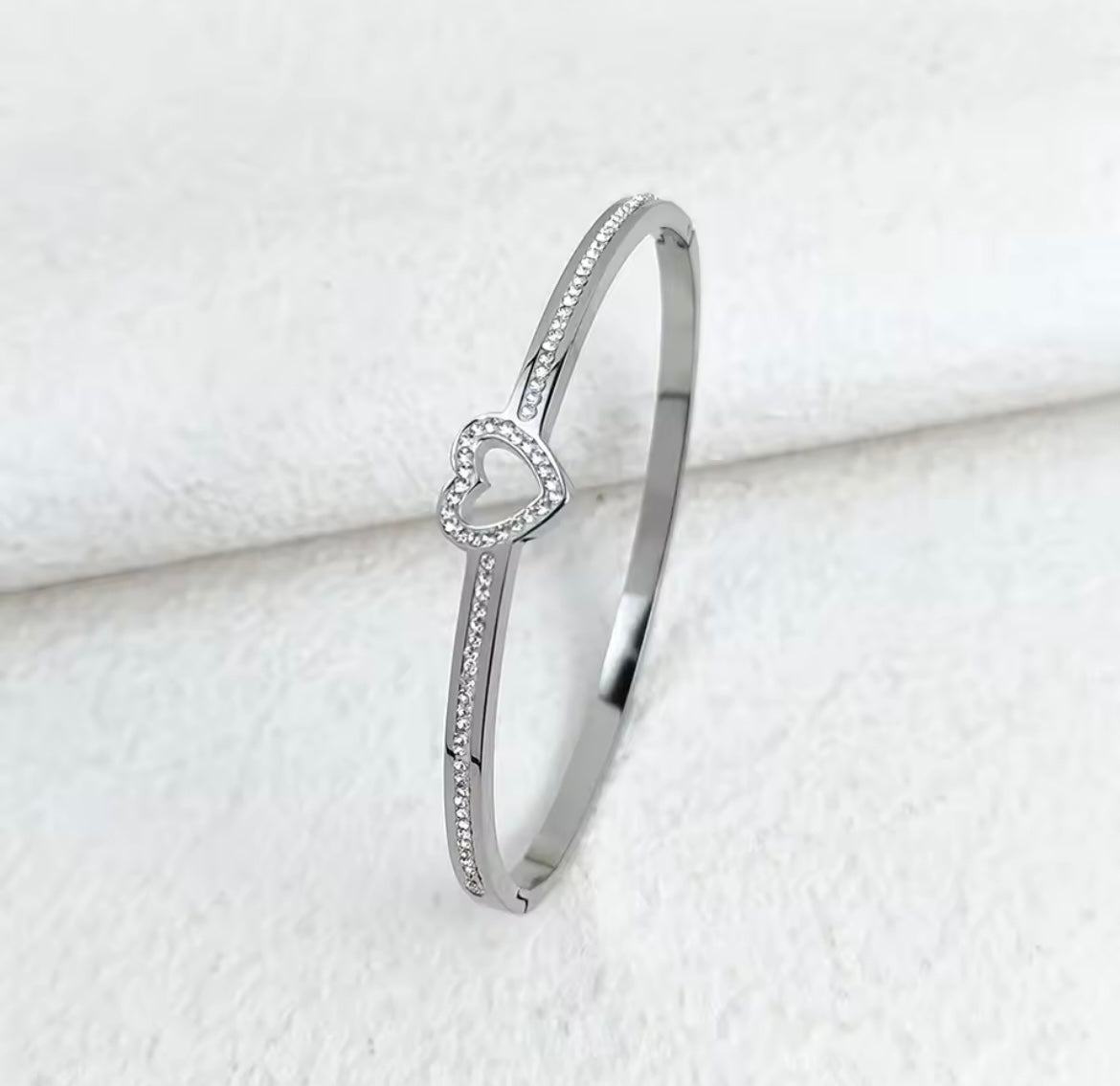 Stainless steel heart bangle