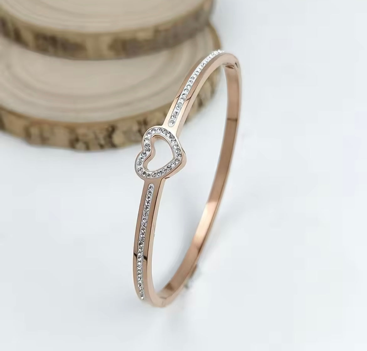 Stainless steel heart bangle