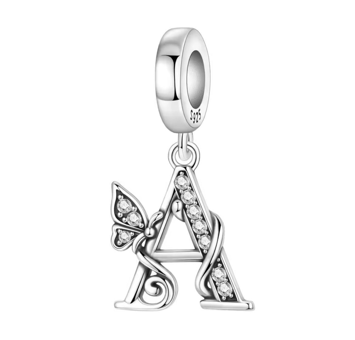 925 Sterling silver Butterfly A-Z letter charms