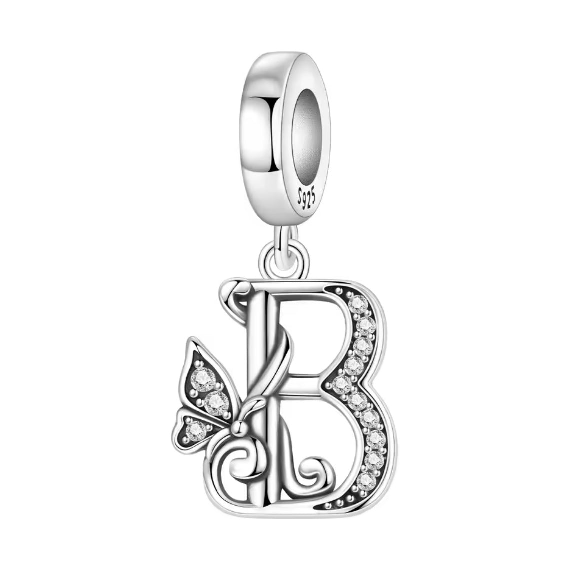 925 Sterling silver Butterfly A-Z letter charms