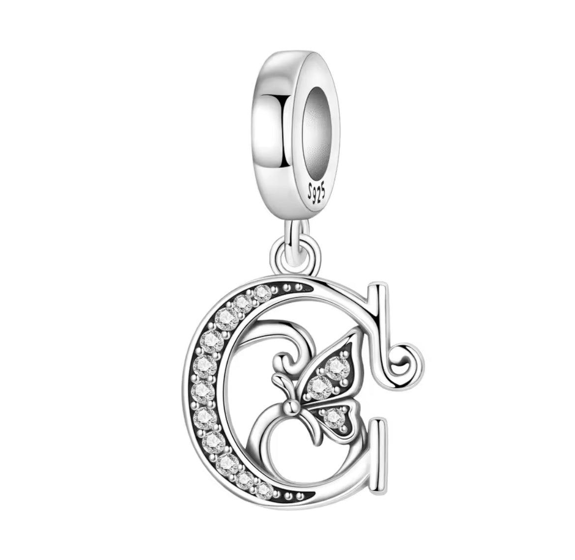 925 Sterling silver Butterfly A-Z letter charms