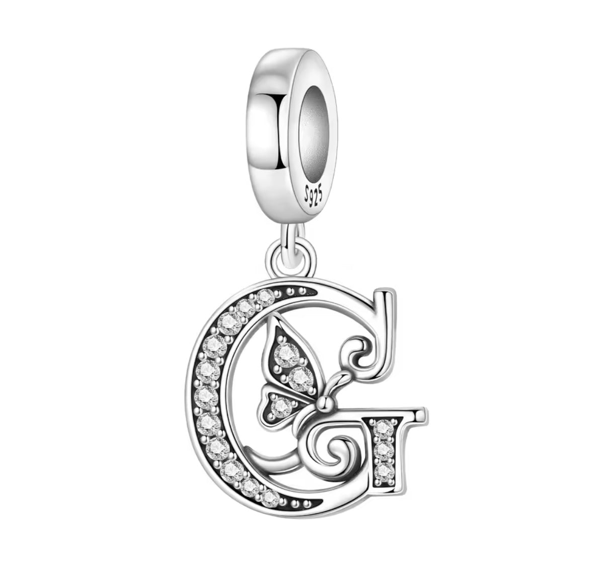 925 Sterling silver Butterfly A-Z letter charms