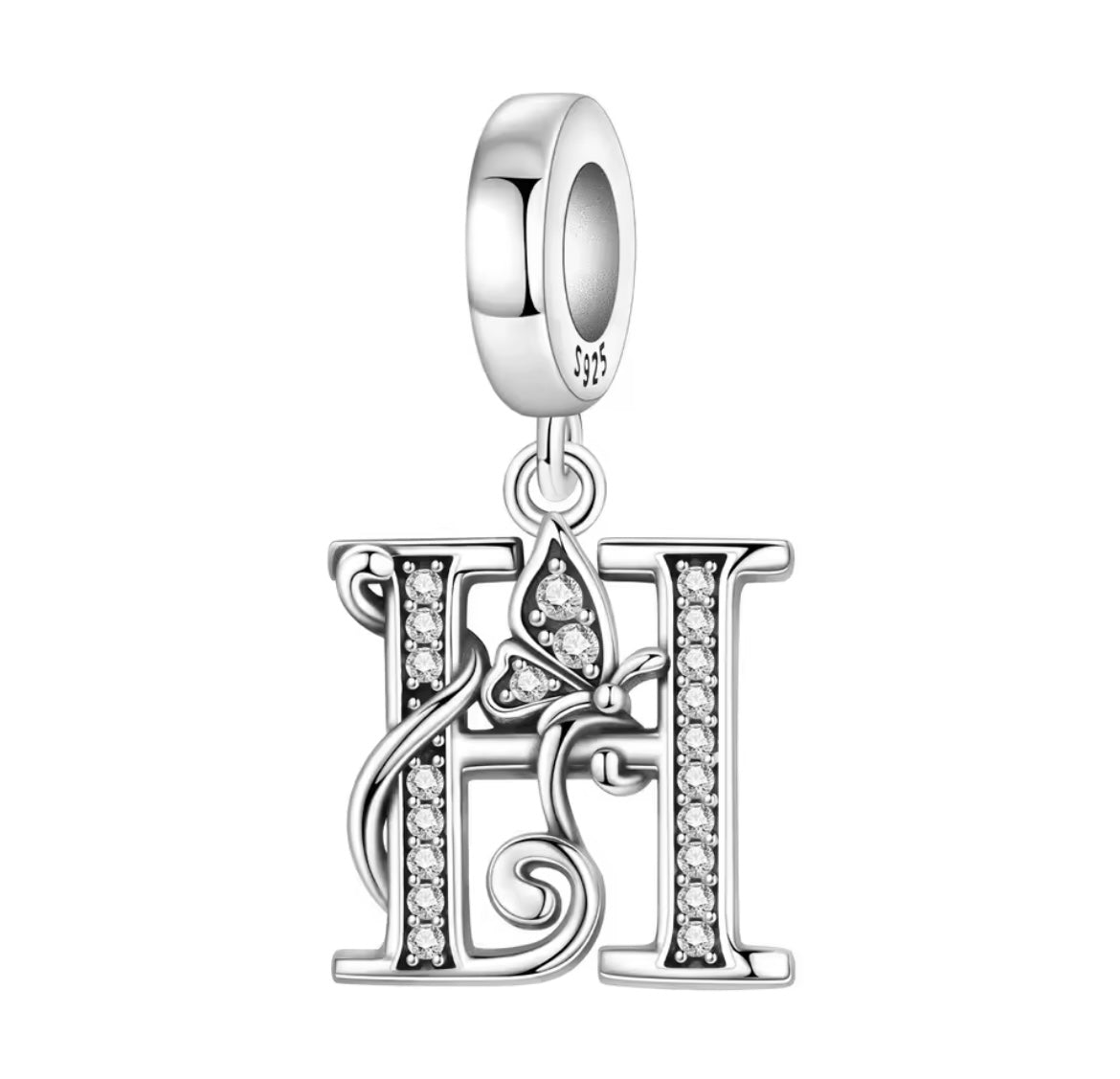 925 Sterling silver Butterfly A-Z letter charms