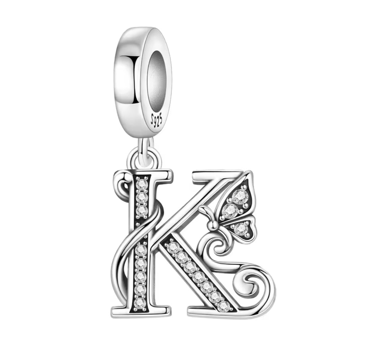 925 Sterling silver Butterfly A-Z letter charms