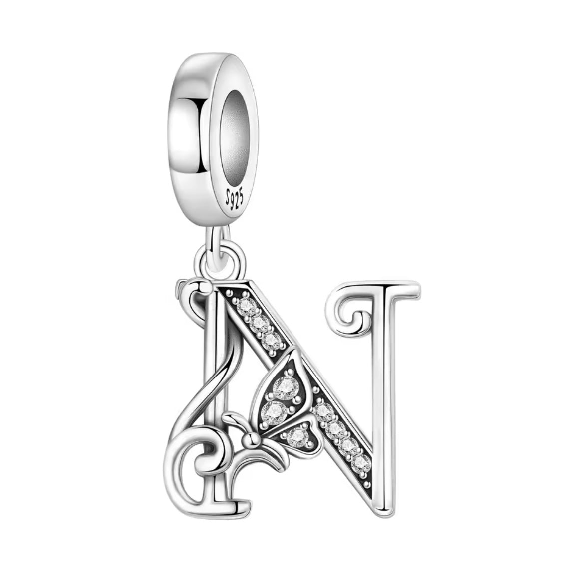 925 Sterling silver Butterfly A-Z letter charms