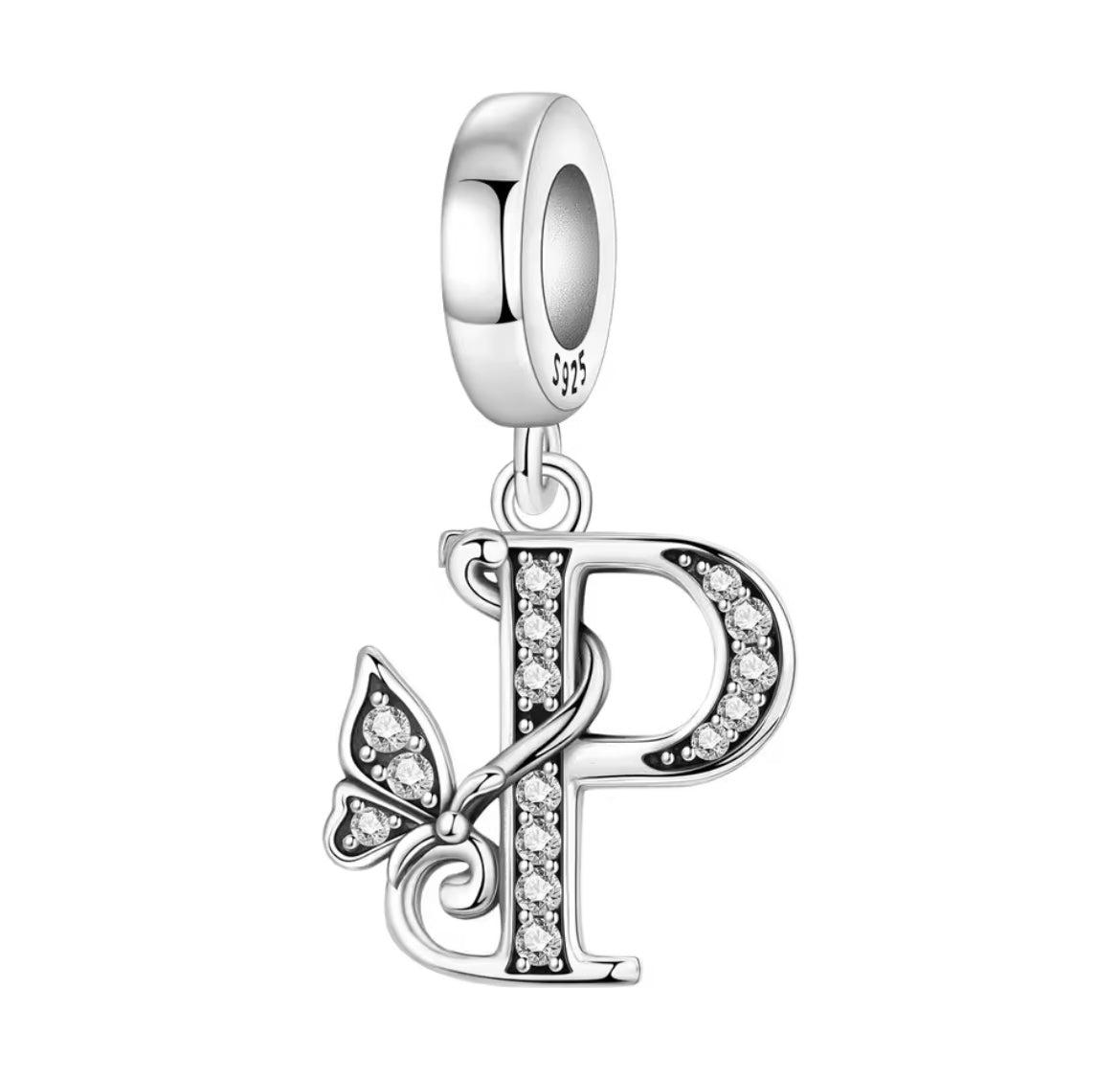 925 Sterling silver Butterfly A-Z letter charms