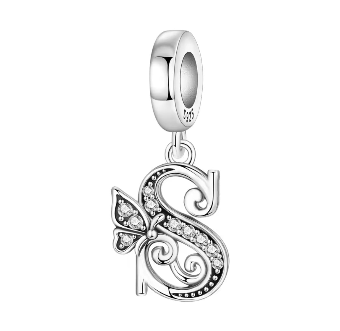 925 Sterling silver Butterfly A-Z letter charms