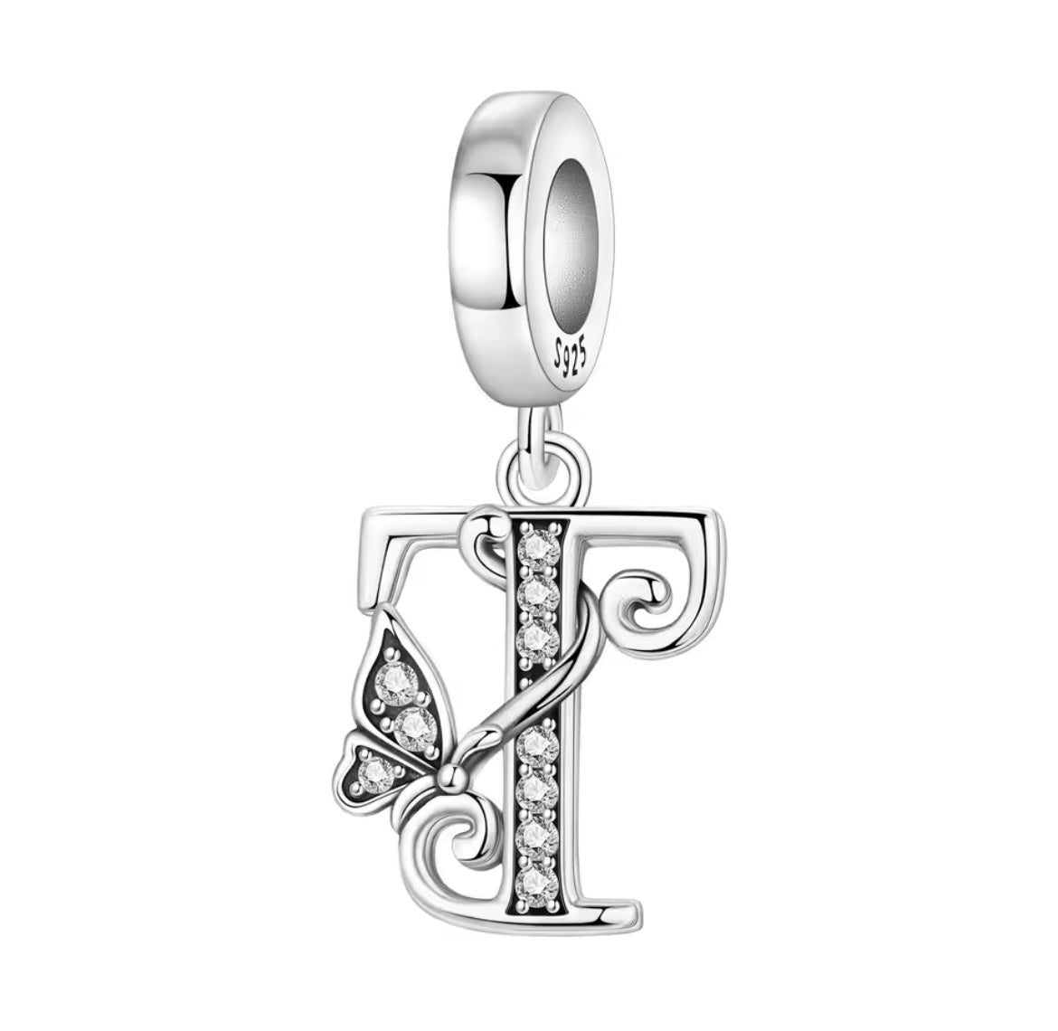 925 Sterling silver Butterfly A-Z letter charms