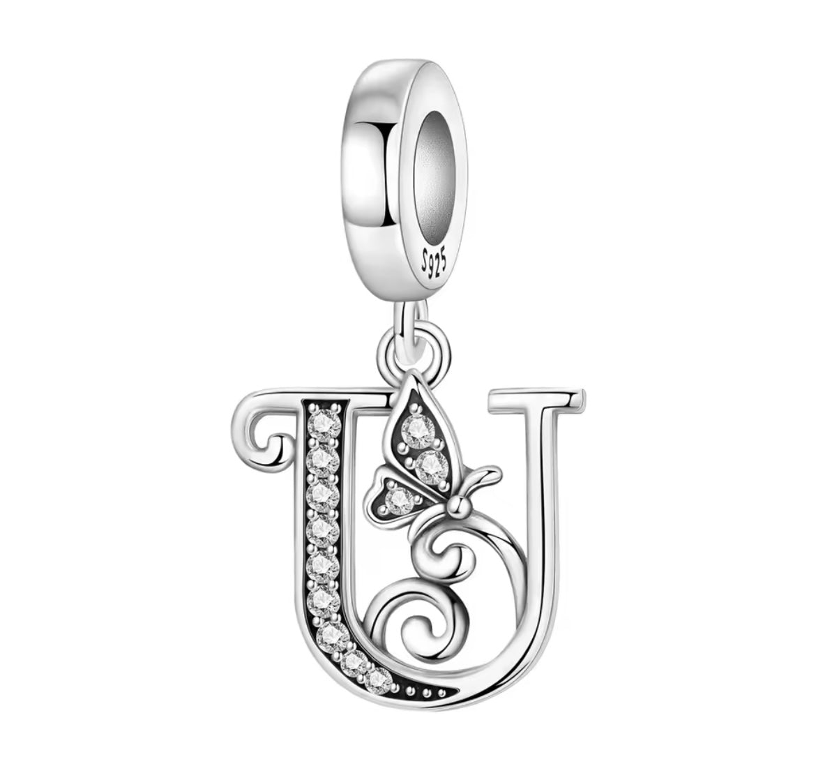 925 Sterling silver Butterfly A-Z letter charms