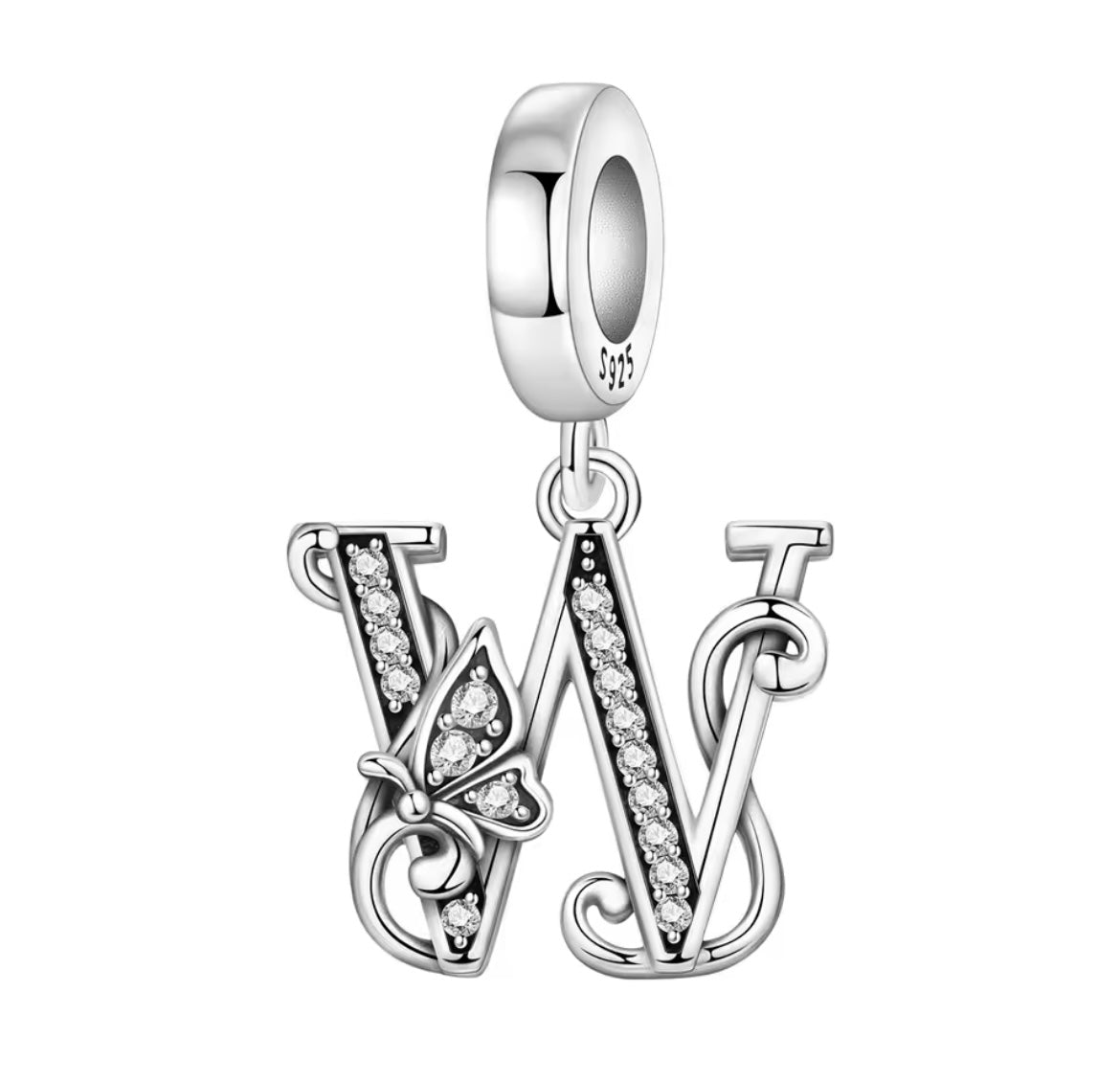 925 Sterling silver Butterfly A-Z letter charms