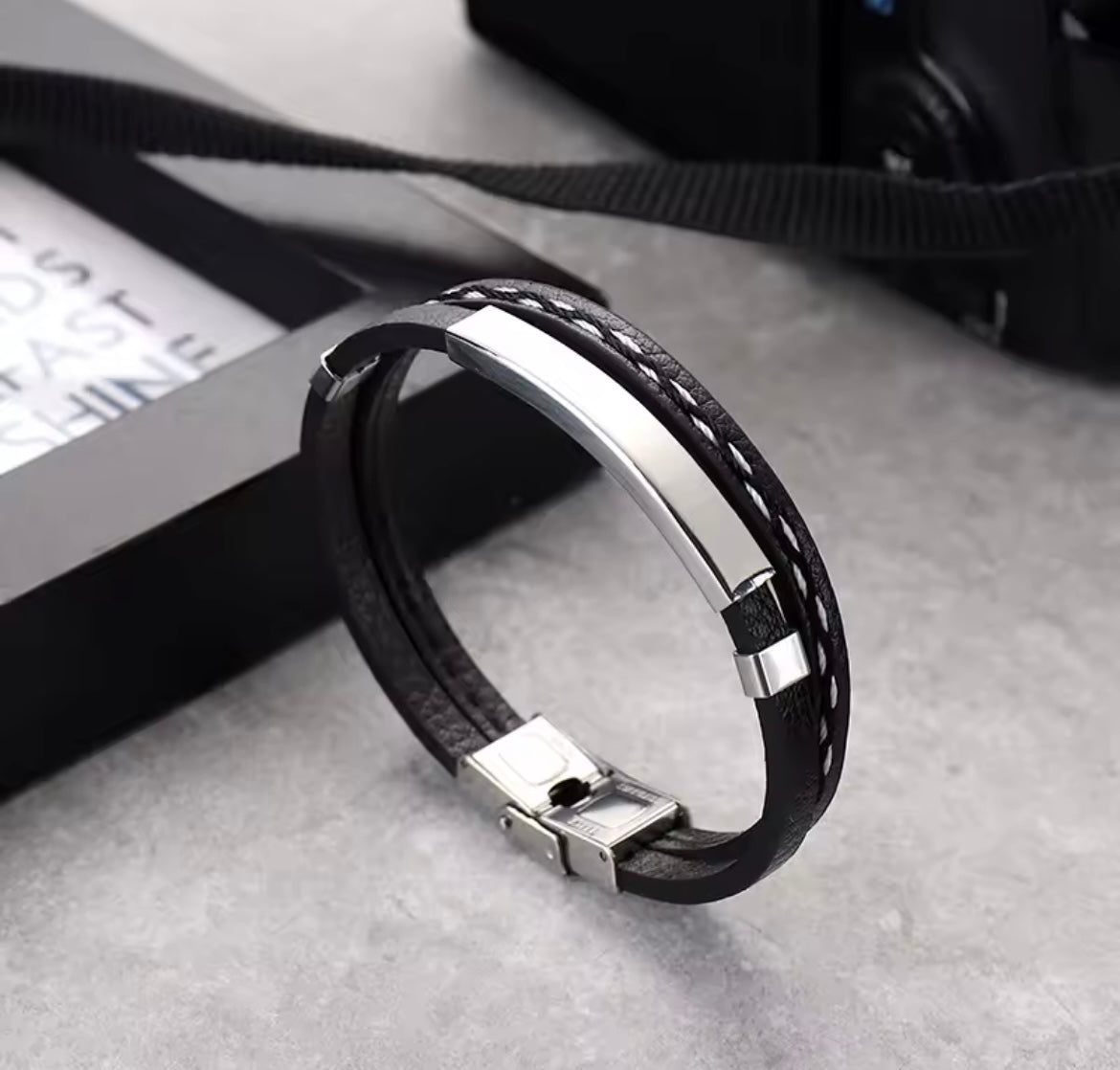 Stainless Steel Leather Bracelet