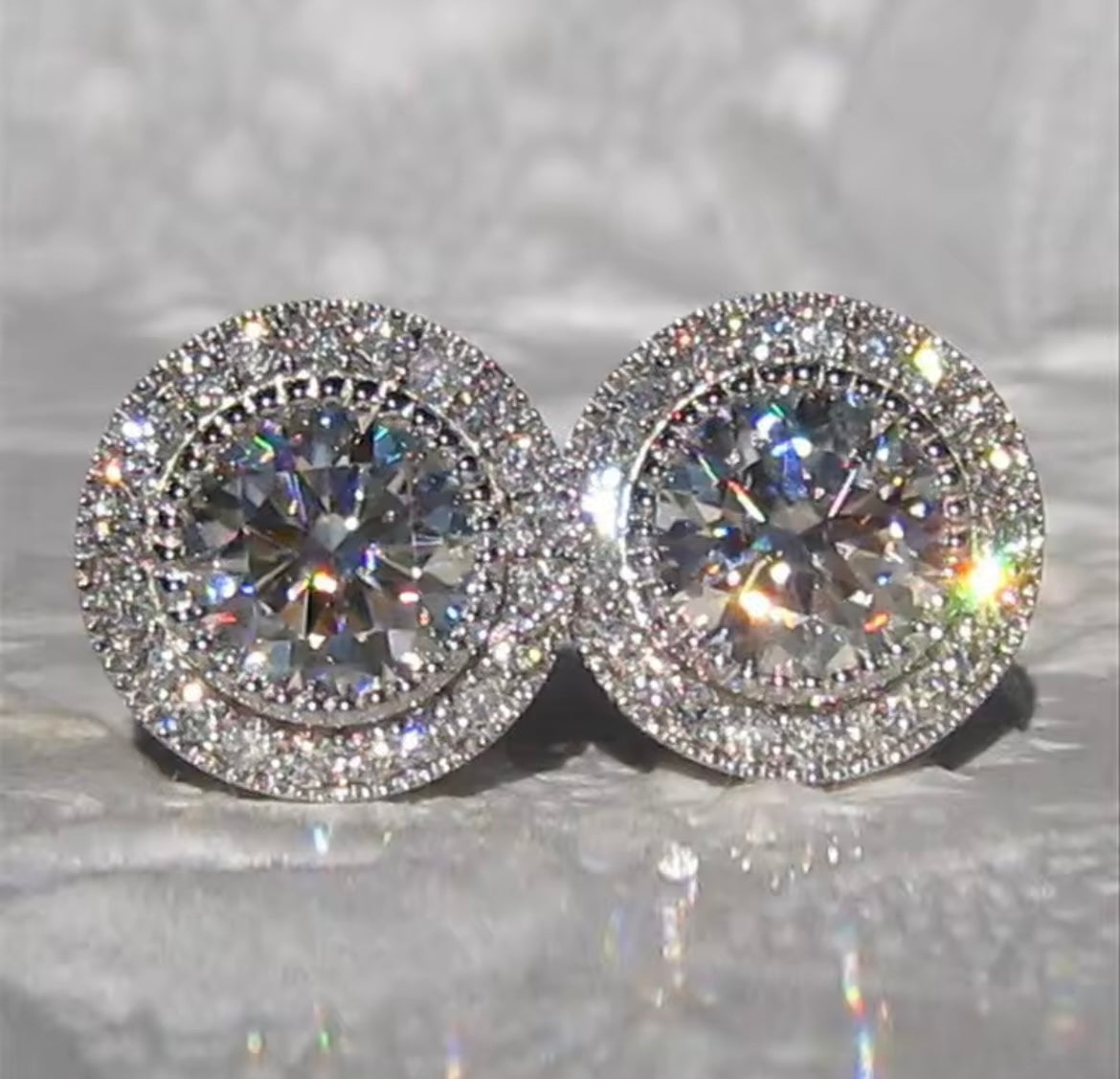 925 Sterling silver round zircon stud earrings