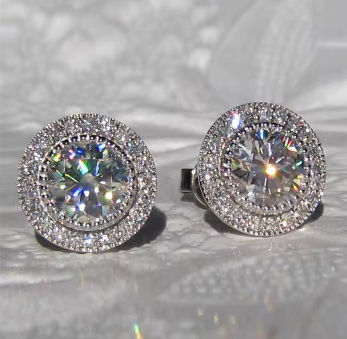 925 Sterling silver round zircon stud earrings